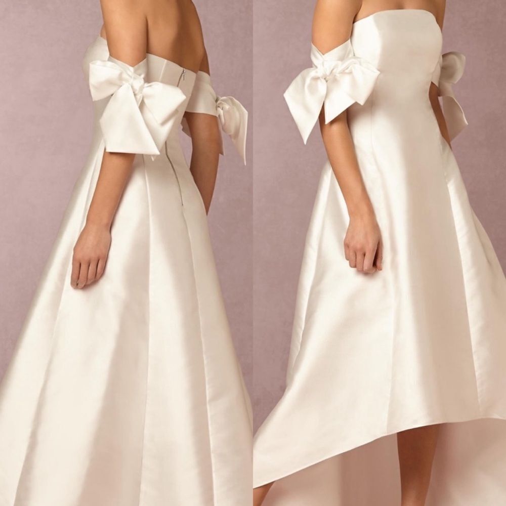 Sachin + Babi NWT Berlin Off The Shoulder Silk blend High Low Gown Ivory 4